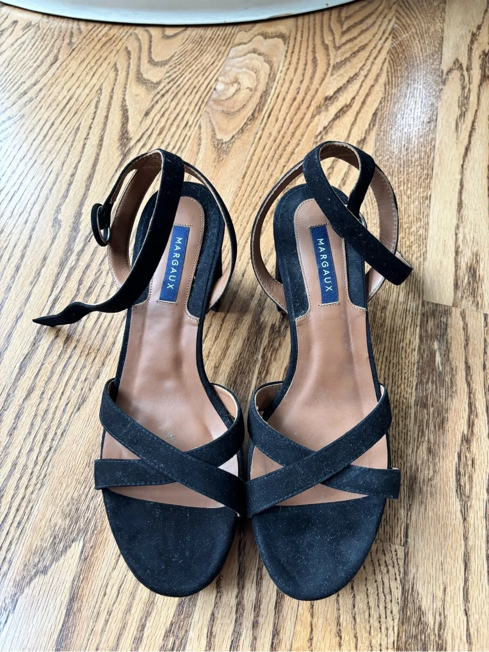 Margaux Paloma Black Suede Platform Block-Heel Sandals